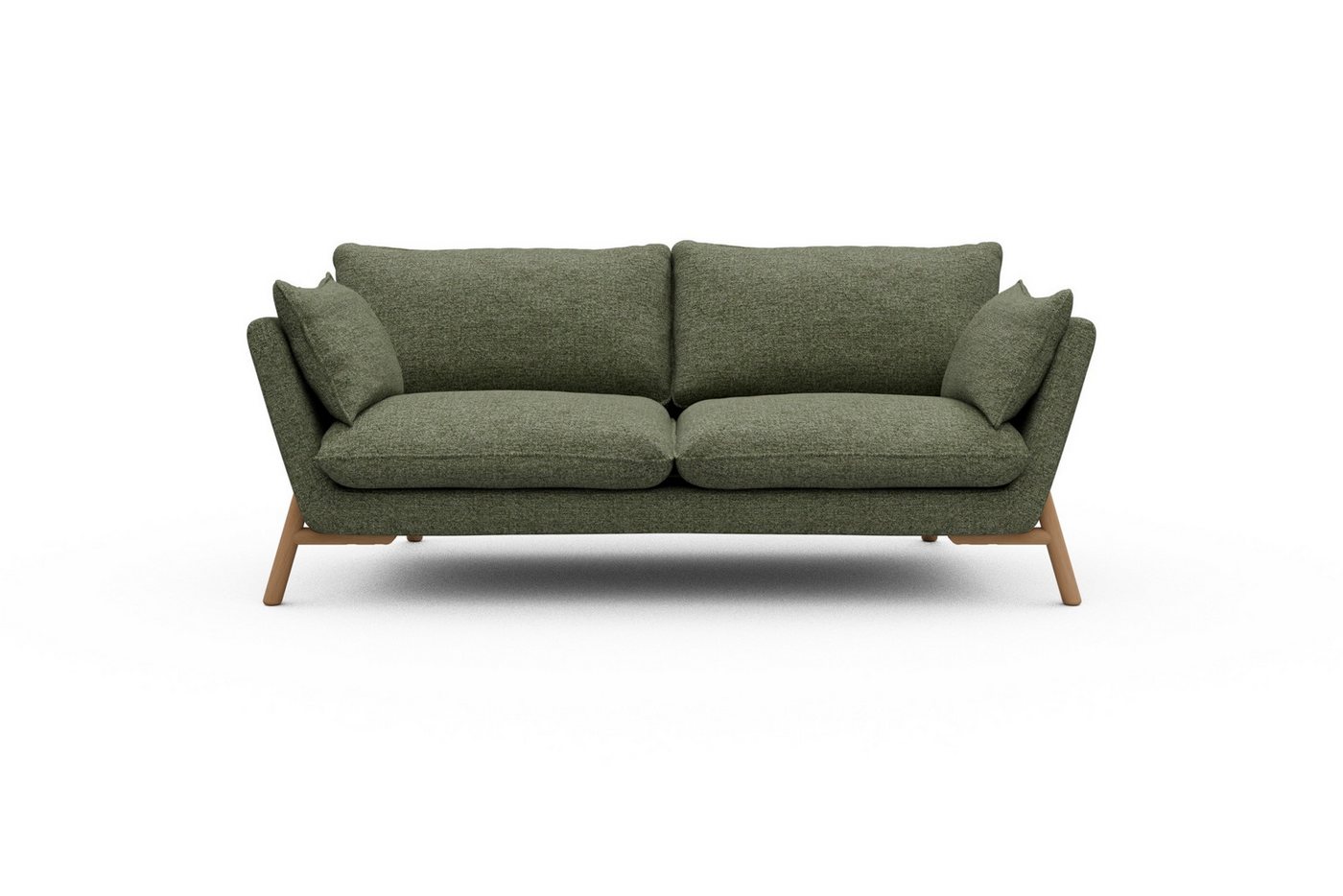 moebelfaktor Sofa Emil 2-Sitzer Beinfarbe Eiche Natur, schräg gestellte Armlehnen, hoher Rücken von moebelfaktor