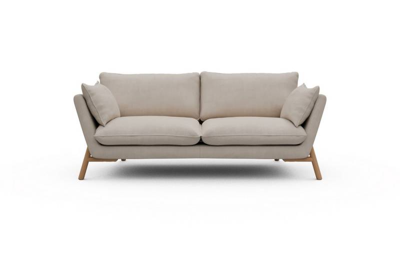 moebelfaktor Sofa Emil 2-Sitzer Beinfarbe Eiche Natur, schräg gestellte Armlehnen, hoher Rücken von moebelfaktor
