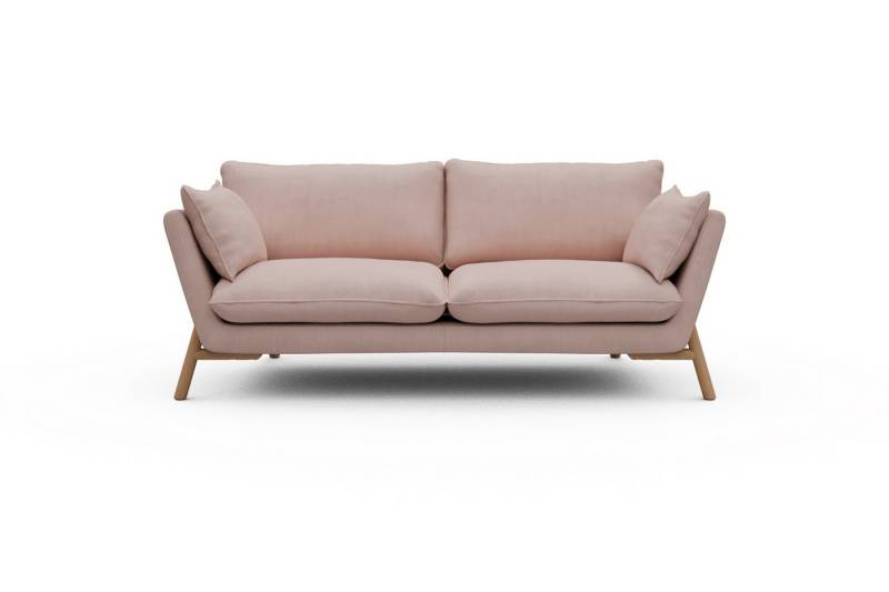 moebelfaktor Sofa Emil 2-Sitzer Beinfarbe Eiche Natur, schräg gestellte Armlehnen, hoher Rücken von moebelfaktor