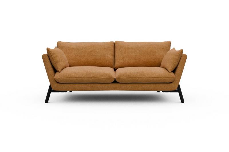 moebelfaktor Sofa Emil 2-Sitzer Beinfarbe Eiche Schwarz, schräg gestellte Armlehnen, hoher Rücken von moebelfaktor