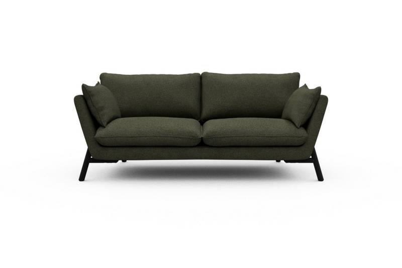 moebelfaktor Sofa Emil 2-Sitzer Beinfarbe Eiche Schwarz, schräg gestellte Armlehnen, hoher Rücken von moebelfaktor