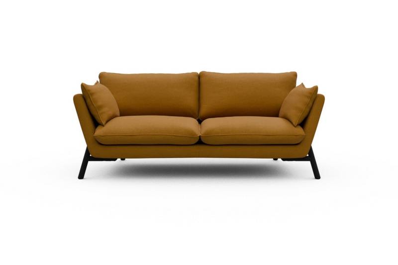 moebelfaktor Sofa Emil 2-Sitzer Beinfarbe Eiche Schwarz, schräg gestellte Armlehnen, hoher Rücken von moebelfaktor