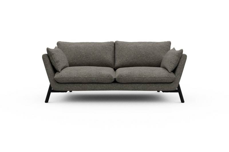 moebelfaktor Sofa Emil 2-Sitzer Beinfarbe Eiche Schwarz, schräg gestellte Armlehnen, hoher Rücken von moebelfaktor