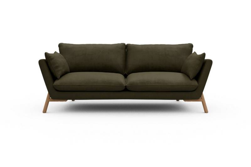 moebelfaktor Sofa Emil 3-Sitzer Beinfarbe Eiche Natur, schräg gestellte Armlehnen, hoher Rücken von moebelfaktor