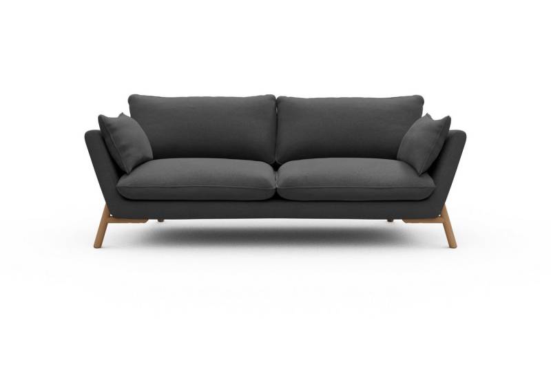 moebelfaktor Sofa Emil 3-Sitzer Beinfarbe Eiche Natur, schräg gestellte Armlehnen, hoher Rücken von moebelfaktor