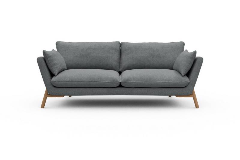 moebelfaktor Sofa Emil 3-Sitzer Beinfarbe Eiche Natur, schräg gestellte Armlehnen, hoher Rücken von moebelfaktor