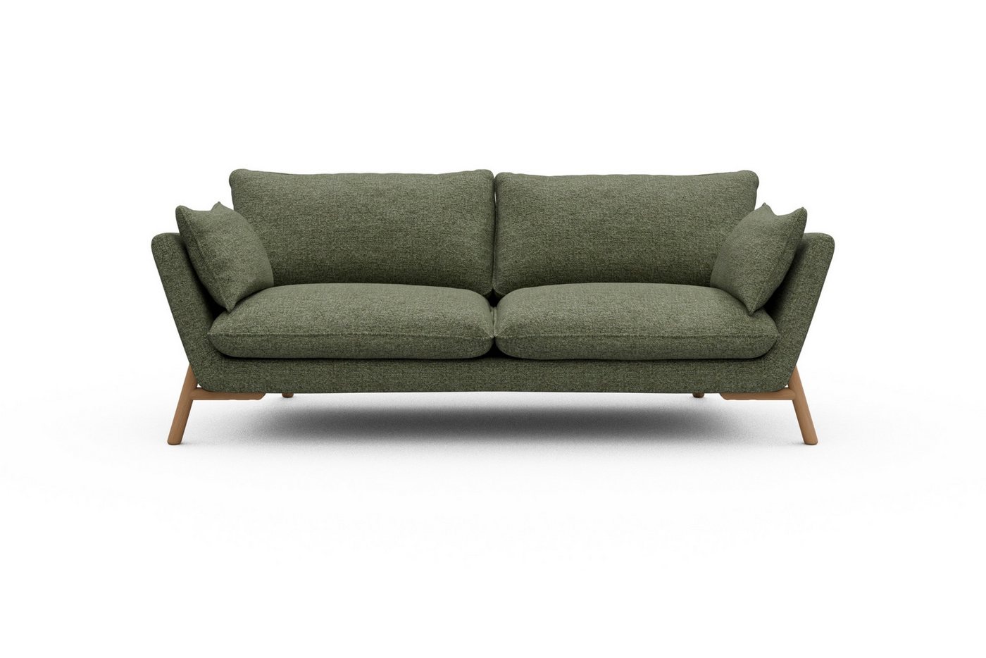 moebelfaktor Sofa Emil 3-Sitzer Beinfarbe Eiche Natur, schräg gestellte Armlehnen, hoher Rücken von moebelfaktor