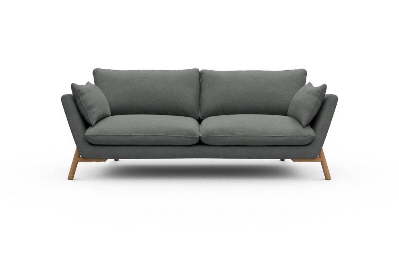 moebelfaktor Sofa Emil 3-Sitzer Beinfarbe Eiche Natur, schräg gestellte Armlehnen, hoher Rücken von moebelfaktor