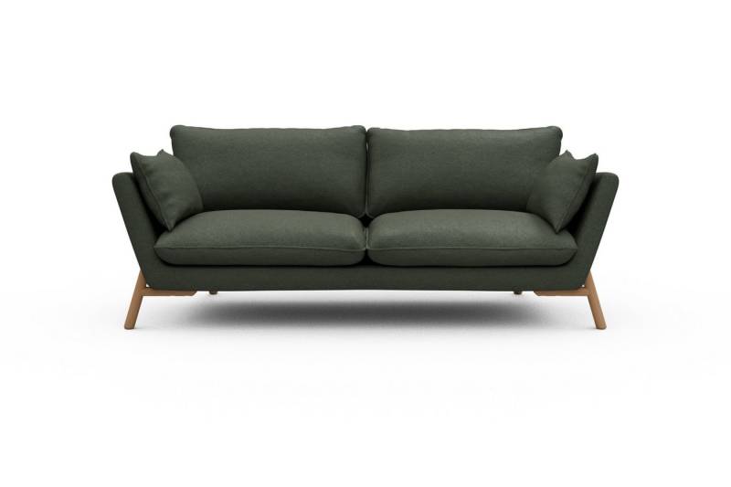 moebelfaktor Sofa Emil 3-Sitzer Beinfarbe Eiche Natur, schräg gestellte Armlehnen, hoher Rücken von moebelfaktor