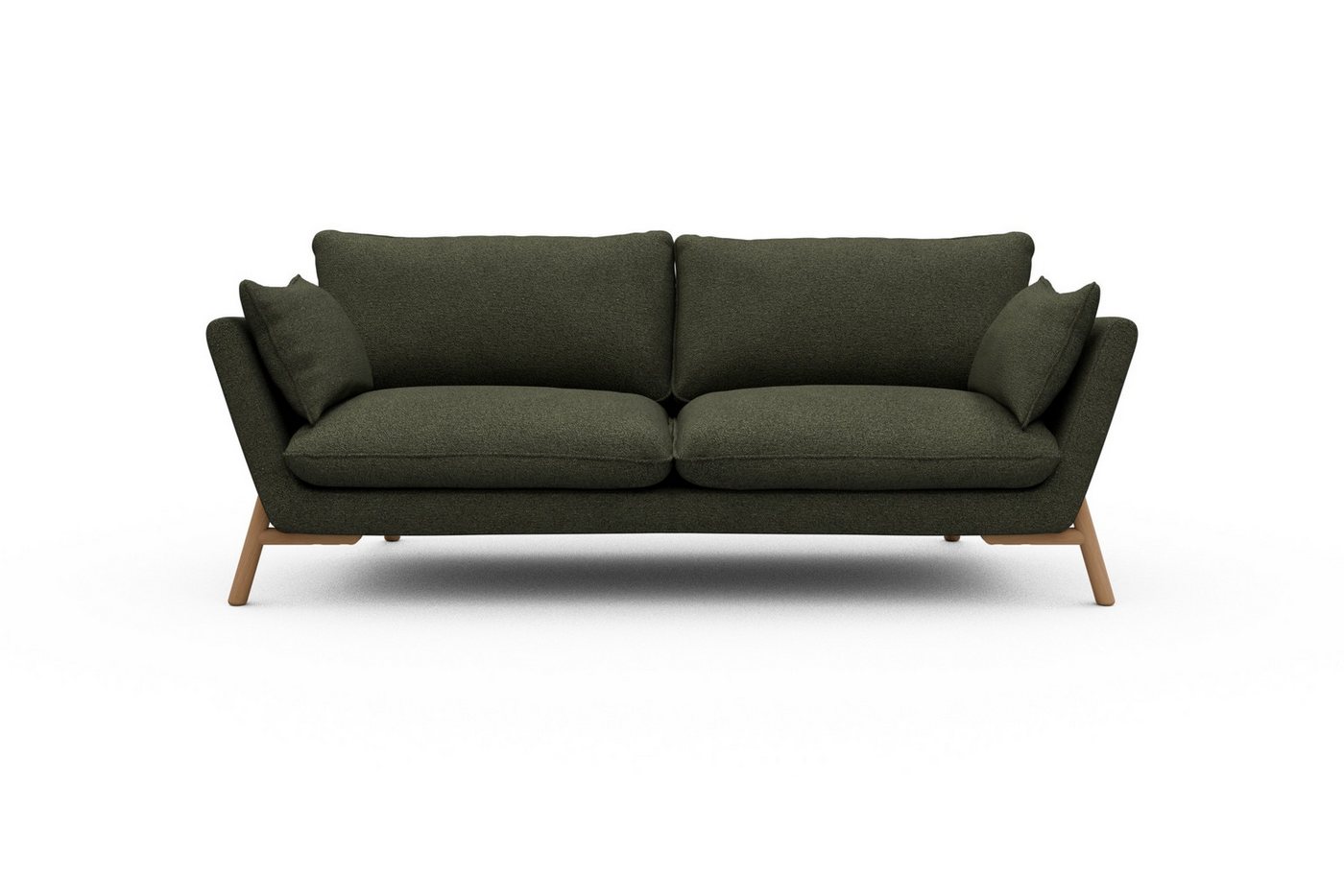 moebelfaktor Sofa Emil 3-Sitzer Beinfarbe Eiche Natur, schräg gestellte Armlehnen, hoher Rücken von moebelfaktor