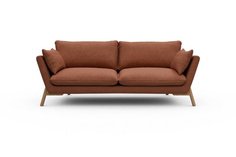 moebelfaktor Sofa Emil 3-Sitzer Beinfarbe Eiche Natur, schräg gestellte Armlehnen, hoher Rücken von moebelfaktor