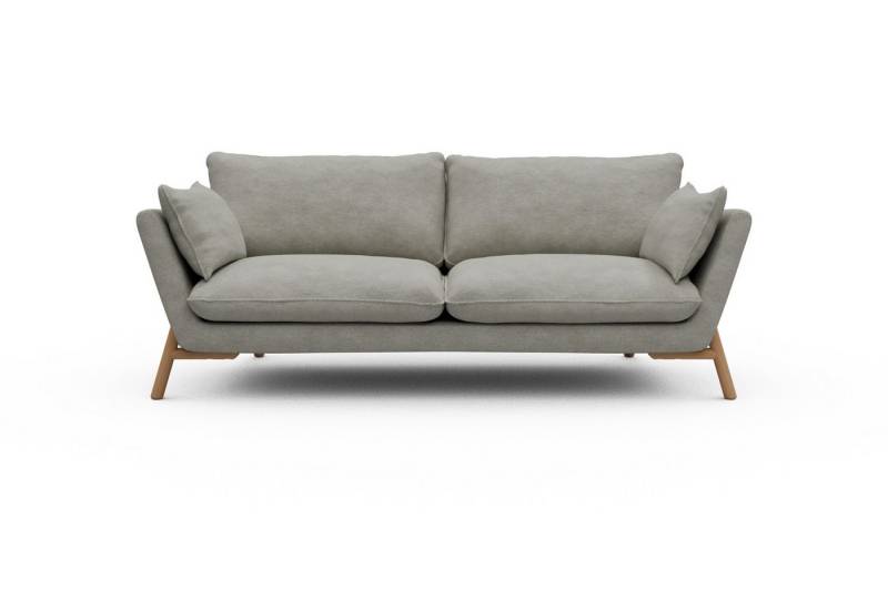 moebelfaktor Sofa Emil 3-Sitzer Beinfarbe Eiche Natur, schräg gestellte Armlehnen, hoher Rücken von moebelfaktor