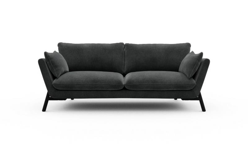 moebelfaktor Sofa Emil 3-Sitzer Beinfarbe Eiche Schwarz, schräg gestellte Armlehnen, hoher Rücken von moebelfaktor