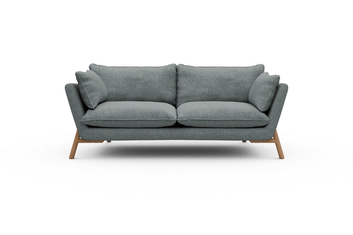 moebelfaktor Sofa Emil PREMIUM 2-Sitzer Beinfarbe Eiche Natur, schräg gestellte Armlehnen, hoher Rücken von moebelfaktor