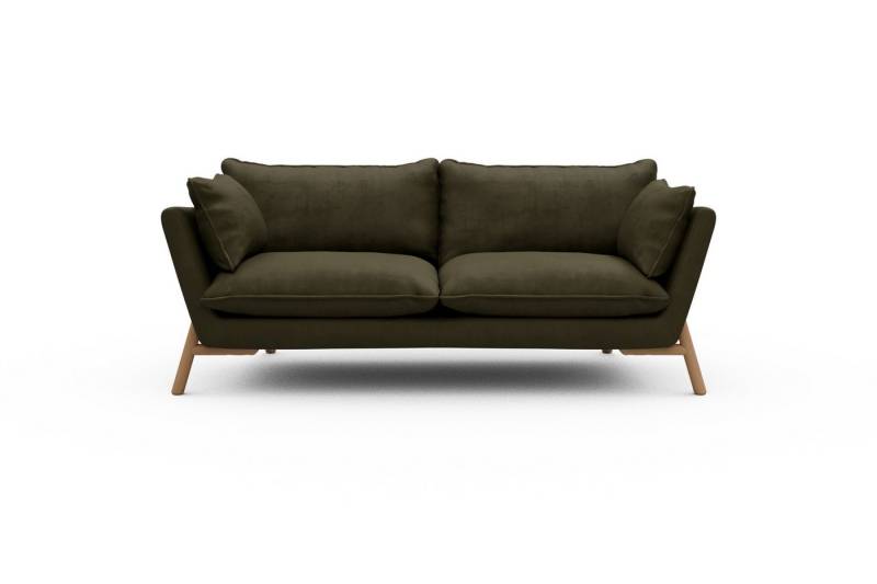 moebelfaktor Sofa Emil PREMIUM 2-Sitzer Beinfarbe Eiche Natur, schräg gestellte Armlehnen, hoher Rücken von moebelfaktor