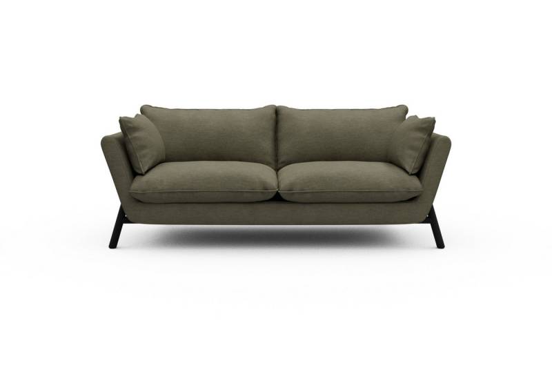 moebelfaktor Sofa Emil PREMIUM 2-Sitzer Beinfarbe Eiche Schwarz, schräg gestellte Armlehnen, hoher Rücken von moebelfaktor