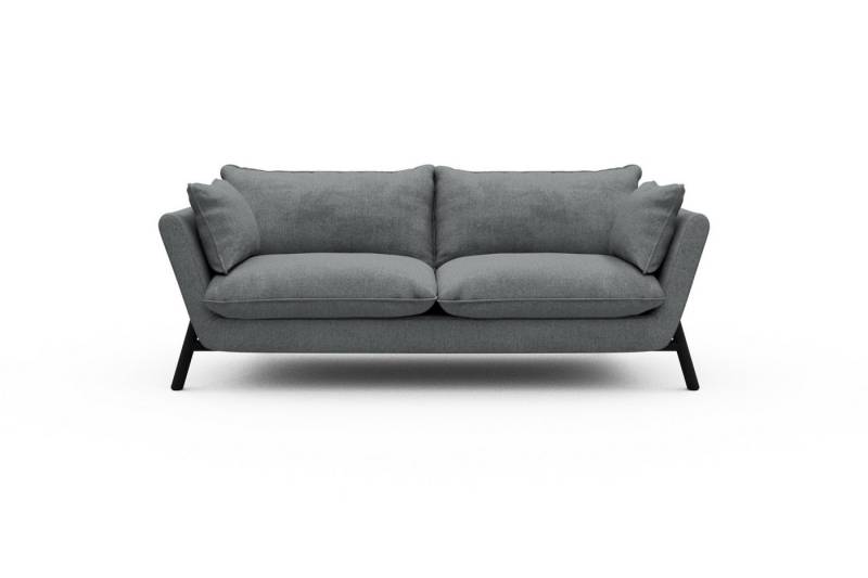 moebelfaktor Sofa Emil PREMIUM 2-Sitzer Beinfarbe Eiche Schwarz, schräg gestellte Armlehnen, hoher Rücken von moebelfaktor
