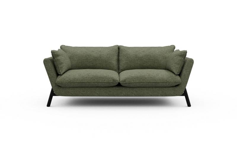 moebelfaktor Sofa Emil PREMIUM 2-Sitzer Beinfarbe Eiche Schwarz, schräg gestellte Armlehnen, hoher Rücken von moebelfaktor