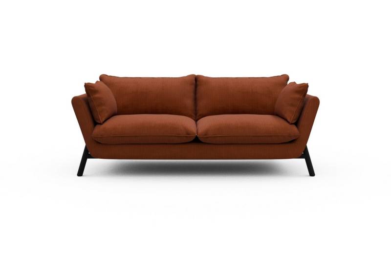 moebelfaktor Sofa Emil PREMIUM 2-Sitzer Beinfarbe Eiche Schwarz, schräg gestellte Armlehnen, hoher Rücken von moebelfaktor