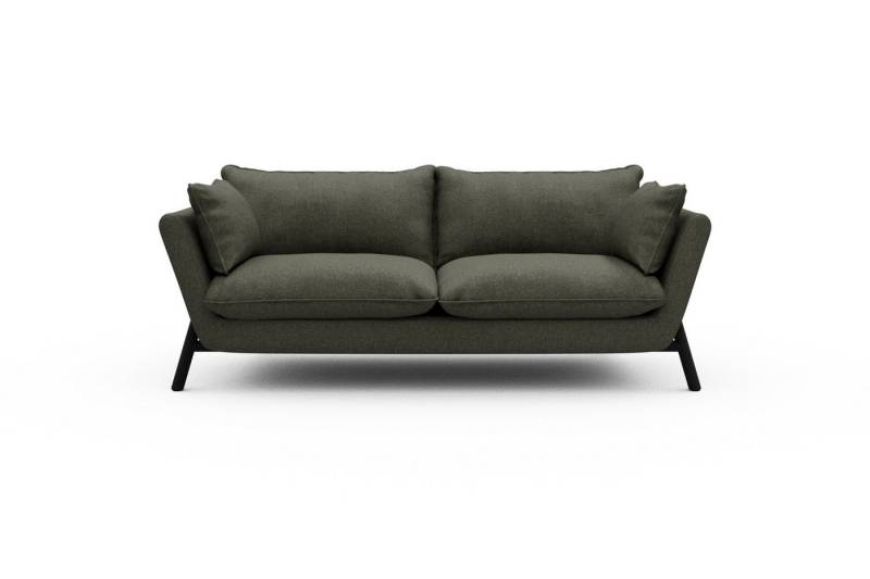moebelfaktor Sofa Emil PREMIUM 2-Sitzer Beinfarbe Eiche Schwarz, schräg gestellte Armlehnen, hoher Rücken von moebelfaktor