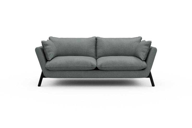 moebelfaktor Sofa Emil PREMIUM 2-Sitzer Beinfarbe Eiche Schwarz, schräg gestellte Armlehnen, hoher Rücken von moebelfaktor