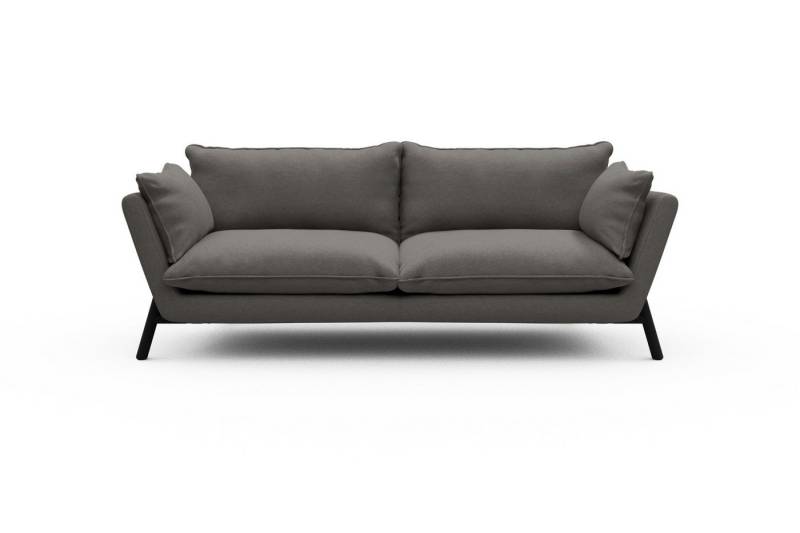 moebelfaktor Sofa Emil PREMIUM 3-Sitzer Beinfarbe Eiche Schwarz, schräg gestellte Armlehnen, hoher Rücken von moebelfaktor