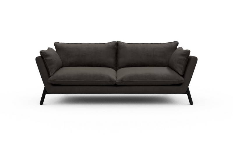 moebelfaktor Sofa Emil PREMIUM 3-Sitzer Beinfarbe Eiche Schwarz, schräg gestellte Armlehnen, hoher Rücken von moebelfaktor