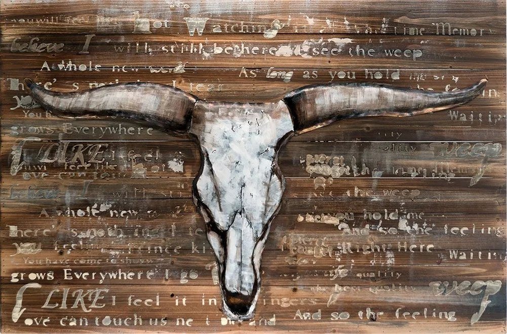 moebelfaktor Wandbild Buffalo Skull 115x75, Design Holz-Metallbild, Handarbeit, 3D-Effekt von moebelfaktor