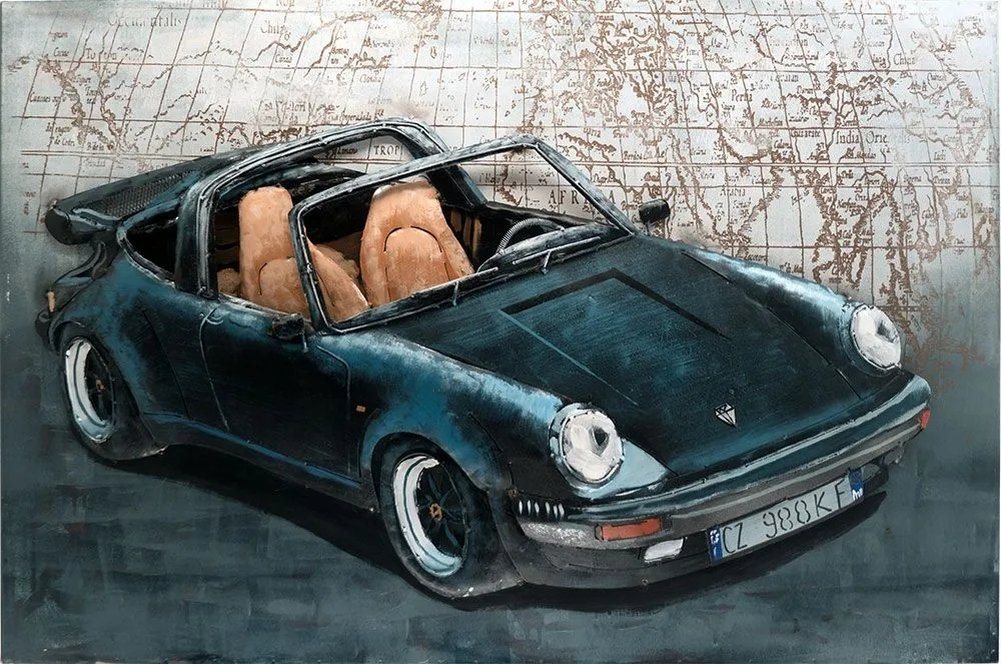 moebelfaktor Wandbild Porsche 911 Black 115x75, Design Metallbild, Handarbeit, 3D-Effekt von moebelfaktor