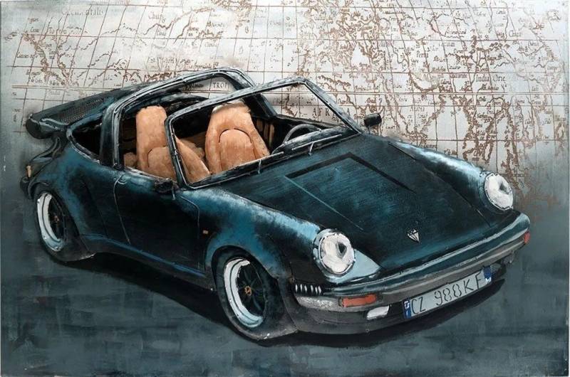 moebelfaktor Wandbild Porsche 911 Black 115x75, Design Metallbild, Handarbeit, 3D-Effekt von moebelfaktor