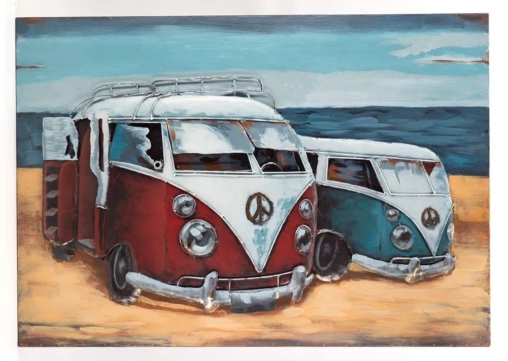 moebelfaktor Wandbild Strandbus 2er Rot Blau 100x70, Design Metallbild, Handarbeit, 3D-Effekt moebelfaktor Wandbild Strandbus 2er Rot Blau 100x70, Design Metallbild, Handarbeit, 3D-Effekt von moebelfaktor