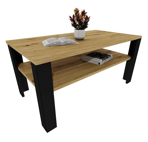 Moderner Couchtisch im Retro-Loft-Design | Wohnzimmertisch mit Ablagefläche | Stabiler Beistelltisch für Wohnzimmer, Büro & Lounge |Eiche Artisan/Schwarz Moderner Couchtisch im Retro-Loft-Design | Wohnzimmertisch mit Ablagefläche | Stabiler Beistelltisch für Wohnzimmer, Büro & Lounge |Eiche Artisan/Schwarz von möbelkap