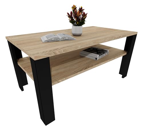 Moderner Couchtisch im Retro-Loft-Design | Wohnzimmertisch mit Ablagefläche | Stabiler Beistelltisch für Wohnzimmer, Büro & Lounge |Eiche Sonoma/Schwarz Moderner Couchtisch im Retro-Loft-Design | Wohnzimmertisch mit Ablagefläche | Stabiler Beistelltisch für Wohnzimmer, Büro & Lounge |Eiche Sonoma/Schwarz von möbelkap