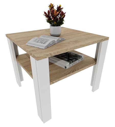 Moderner Couchtisch im Retro-Loft-Design | Wohnzimmertisch mit Ablagefläche | Stabiler Beistelltisch für Wohnzimmer, Büro & Lounge |Eiche Sonoma/Weiß Moderner Couchtisch im Retro-Loft-Design | Wohnzimmertisch mit Ablagefläche | Stabiler Beistelltisch für Wohnzimmer, Büro & Lounge |Eiche Sonoma/Weiß von möbelkap