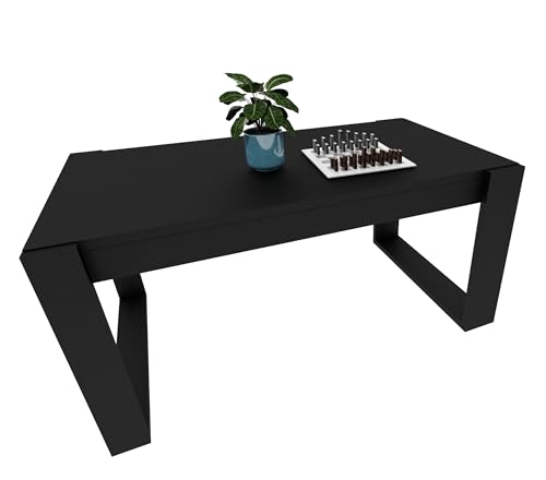 möbelkap Couchtisch | Moderner Wohnzimmertisch im Retro Loft Design | Stabiler & Kratzfester Sofatisch mit Pflegeleichter Oberfläche | Vielseitig für Wohnzimmer, Büro & Loft | Schwarz/Schwarz von möbelkap