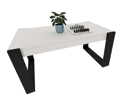 möbelkap Couchtisch | Moderner Wohnzimmertisch im Retro Loft Design | Stabiler & Kratzfester Sofatisch mit Pflegeleichter Oberfläche | Vielseitig für Wohnzimmer, Büro & Loft | Weiß/Schwarz möbelkap Couchtisch | Moderner Wohnzimmertisch im Retro Loft Design | Stabiler & Kratzfester Sofatisch mit Pflegeleichter Oberfläche | Vielseitig für Wohnzimmer, Büro & Loft | Weiß/Schwarz von möbelkap