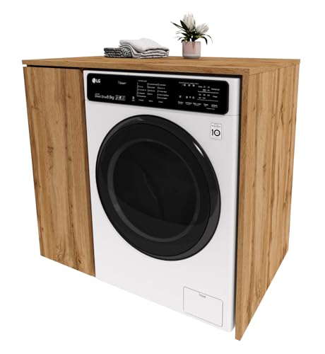 möbelkap Waschmaschinenumbauschrank für Waschmaschine, Eiche Wotan – Praktischer Badschrank Badezimmer Regal 96×88,5×66 cm aus laminierter Platte mit ABS-Kanten, platzsparend & stabil möbelkap Waschmaschinenumbauschrank für Waschmaschine, Eiche Wotan – Praktischer Badschrank Badezimmer Regal 96×88,5×66 cm aus laminierter Platte mit ABS-Kanten, platzsparend & stabil von möbelkap