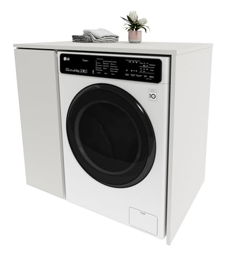 möbelkap Waschmaschinenumbauschrank für Waschmaschine, Weiß – Praktischer Badschrank Badezimmer Regal 96×88,5×66 cm aus laminierter Platte mit ABS-Kanten, platzsparend & stabil von möbelkap