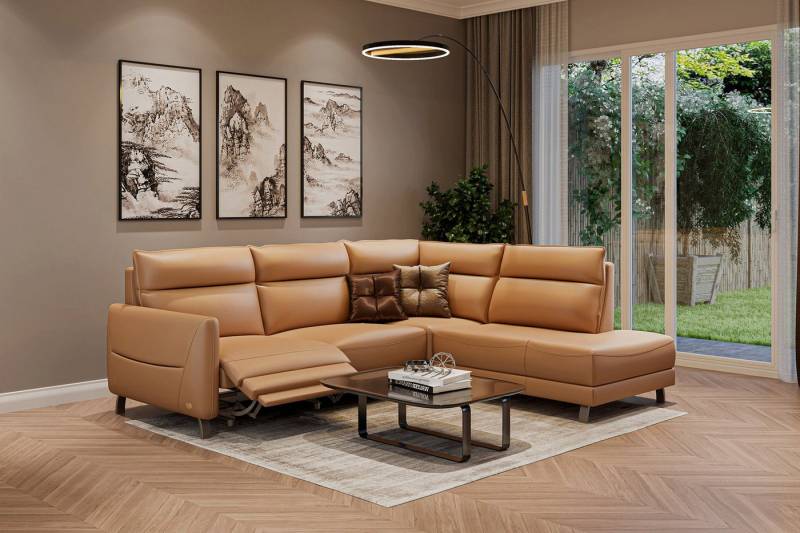 moebeloutlet.de Ecksofa Moebeloutlet.de Italian Luxus Ecksofa Leder-mit Relax & Schlaffunktion, Elektrische Relaxfunktion von moebeloutlet.de