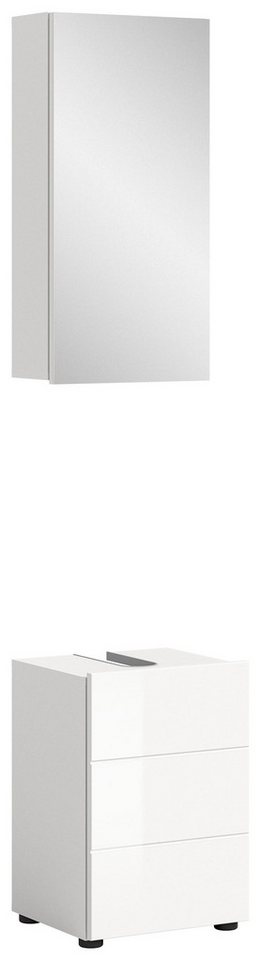 möbelvita Badezimmer-Set Aura Badkombination B/H/T 38x190x34 in weiß, (1x WBU, 1x Spiegelschrank, 1x Beleuchtung) von möbelvita