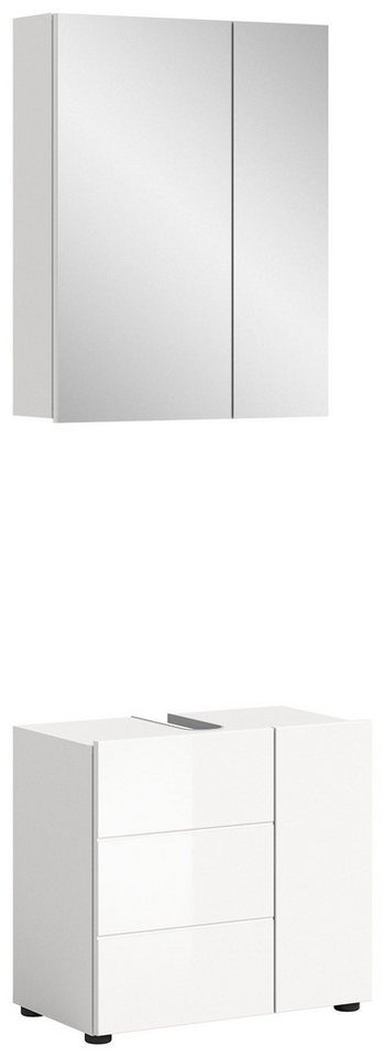 möbelvita Badezimmer-Set Aura Badkombination B/H/T 60x190x34 in weiß, (1x WBU, 1x Spiegelschrank, 1x Beleuchtung) von möbelvita