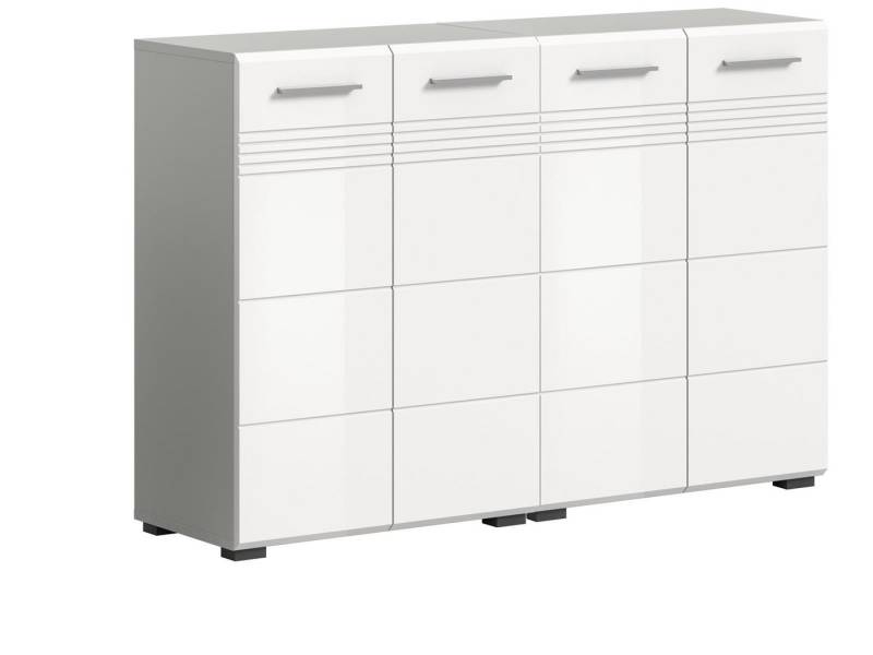 möbelvita Badezimmer-Set Dome Badkombination B/H/T 120x80x32 in Hellgrau und weiß, (2x Midischrank) von möbelvita