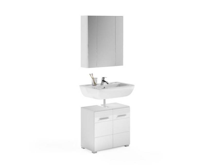 möbelvita Badezimmer-Set Luca Badkombination B/H/T 60x182x34 in weiß, (1x Waschbeckenunterschrank, 1x Spiegelschrank) von möbelvita