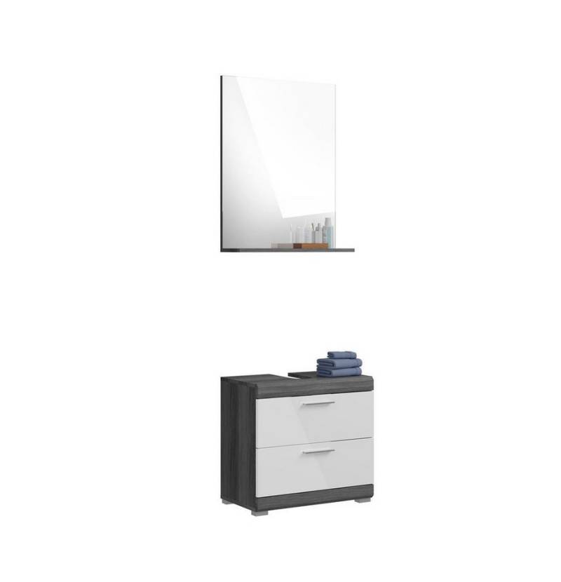 möbelvita Badezimmer-Set Vista Badkombination B/H/T 60x191x34 in Rauchsilber, (1x Waschbeckenunterschrank, 1x Spiegelpaneel) von möbelvita