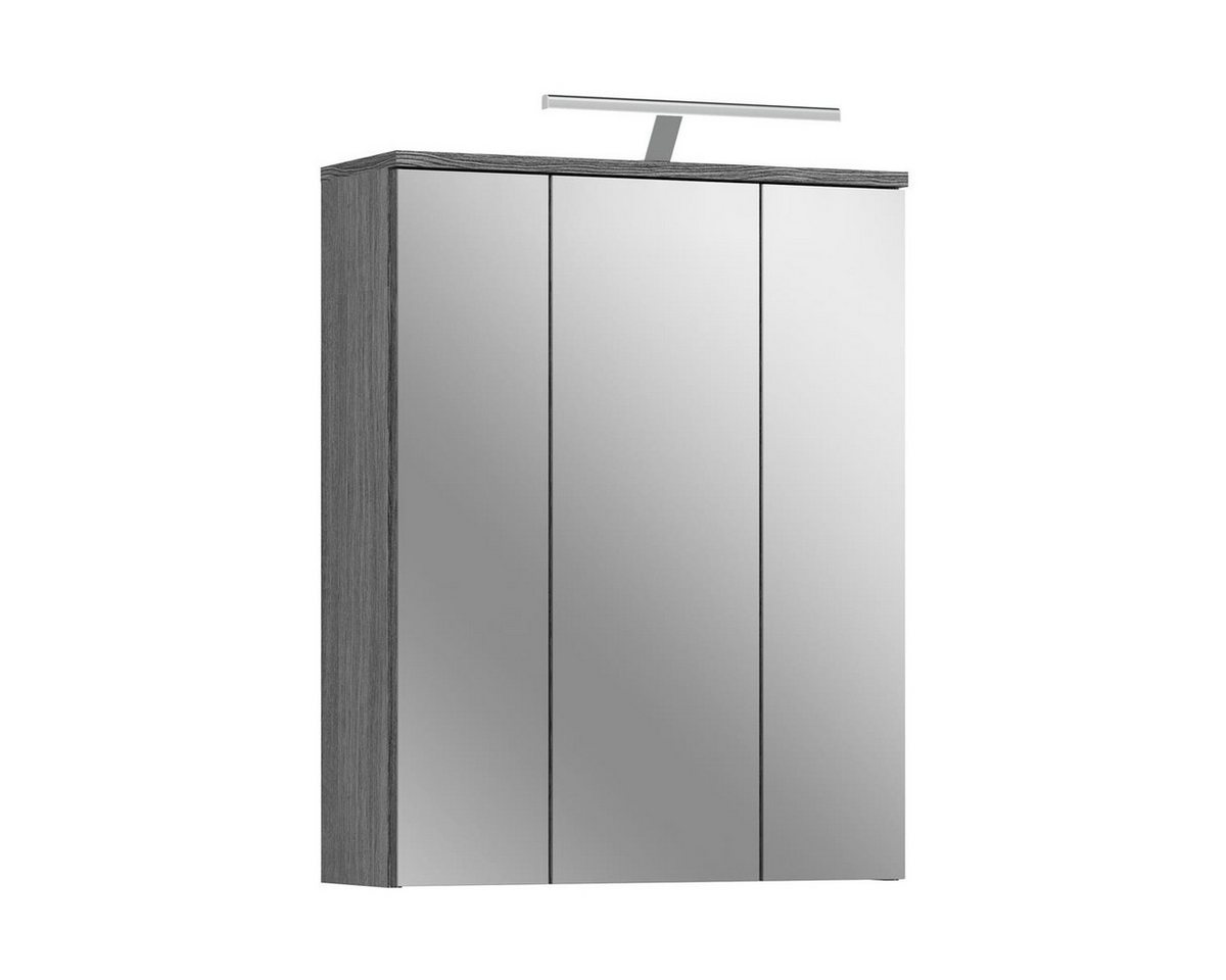möbelvita Badezimmerspiegelschrank Breeze Spiegelschrank inkl. Beleuchtung B/H/T 64x77x21 in Rauchsilber (1x Spiegelschrank, 1x Beleuchtung) von möbelvita
