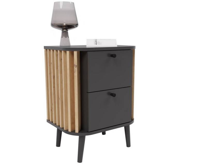 möbelvita Badkommode Fresh Nachtkommode B/H/T 45x60x33 in grau und Artisan, aufgesetzte Lamellen in 3D-Optik von möbelvita