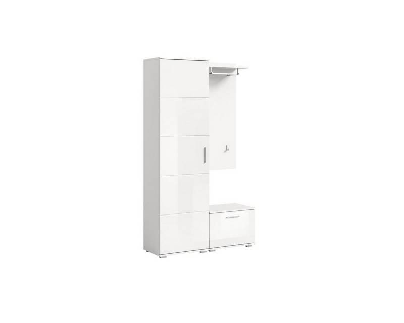 möbelvita Garderoben-Set Bello Garderobenkombination B/H/T 110x191x37 in weiß, (1x Garderobenschrank, 1x Sitzbank, 1x Garderobenpaneel) von möbelvita