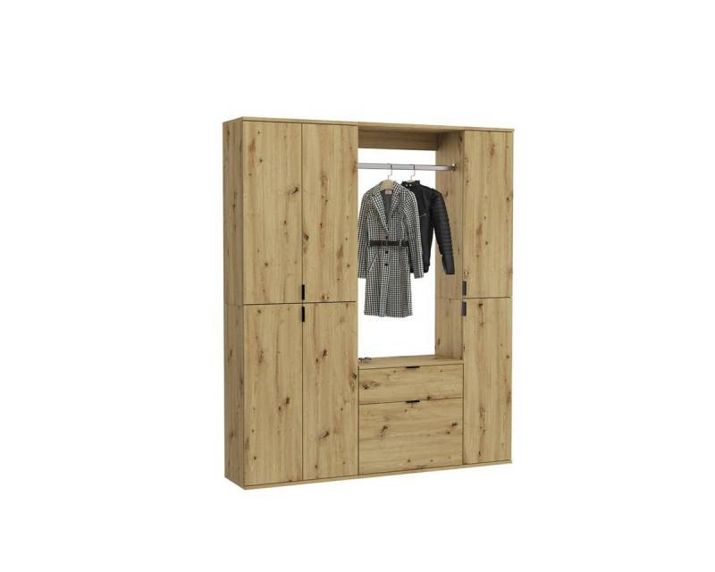 möbelvita Garderoben-Set Vision X Garderobenkombination B/H/T 152x193x34 in Artisan Eiche, (2x Hochschrank, 1x Kommode mit Wandboard) von möbelvita