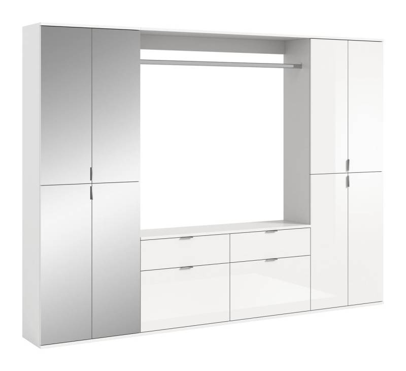 möbelvita Garderoben-Set Vision X Garderobenkombination B/H/T 243x193x34 in weiß, (1x Spiegelschrank, 1x Kommode mit Wandboard, 1x Hochschrank) von möbelvita