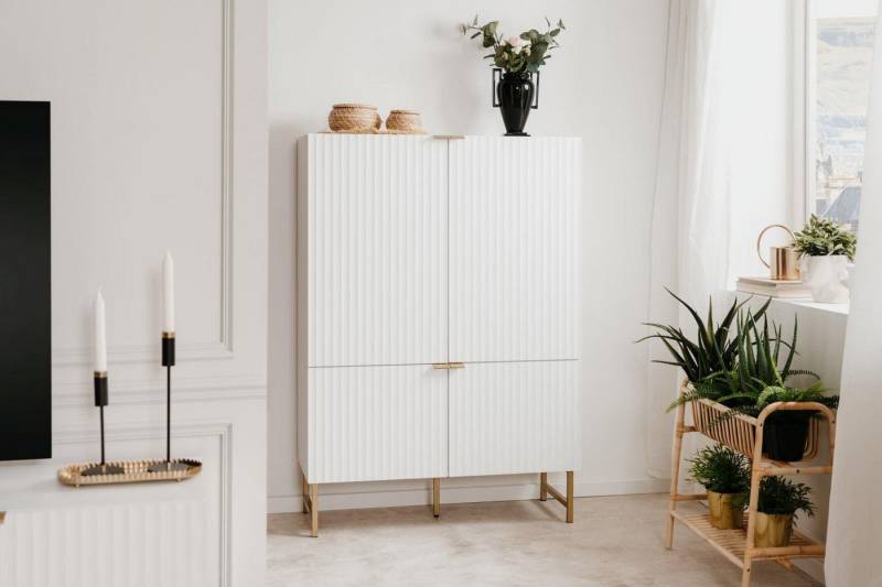 möbelvita Highboard Highboard Turin 53A - 3D Front mit Soft-Close-Türen - in Mattweiß möbelvita Highboard Highboard Turin 53A - 3D Front mit Soft-Close-Türen - in Mattweiß von möbelvita